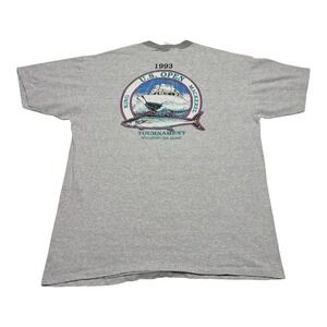 Vintage Belton 1993 King Mackerel US Open Gray Striped Shirt Men's XL